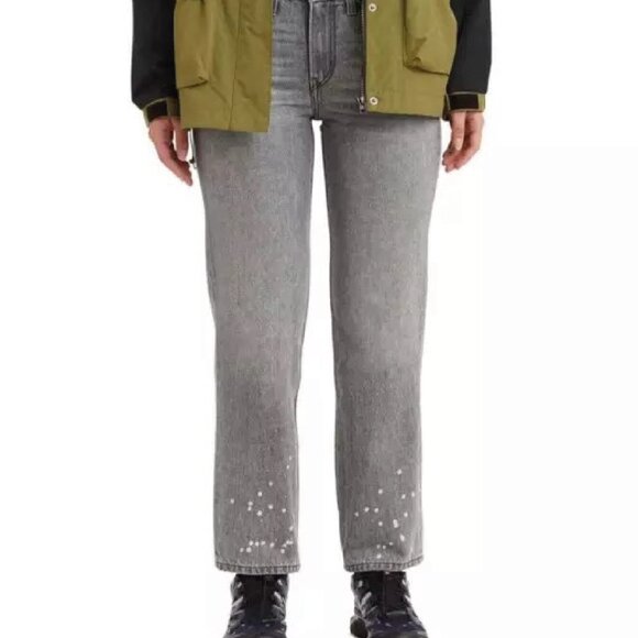 NEW Levis Size 28,29 Womens Low Pro Straight Jean Gray Splatter Acid Wash‎ Bl - Picture 1 of 8